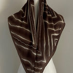Brown and Cream Zig Zag Print Silk Scarf Photo 0