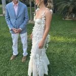 Zimmermann NWT  Petal Appliqué Linen Silk Corset Gown White Midi Dress Size 1 Photo 5