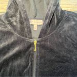 Juicy Couture USA Velour Zip-Up Track Jacket Black Y2K Womens Large Rhinestones Photo 2