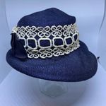Vintage Union Made Blue & White Floral Lace Hat Photo 5