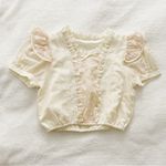 Japanese Kawaii Gyaru Lolita Himekaji Princess Cream Lace Frill Blouse Shirt Top Size XS Photo 4