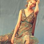 Anthropologie Ranna Gill Beaded Sequin
Paisley Teal Maxi Dress Size 0 Photo 7