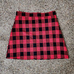 Fisoul Red & Black Plaid Lined Skirt Size Small NWT Cute Mini High Waisted Photo 0