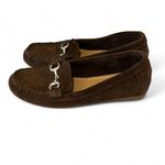 Women’s Brown leather loafers moccasin with silver buckle detail size 7.5 Photo 3