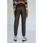 Anthropologie  Women's Small Black Sleek Faux Leather‎ Elastic Waist Joggers Photo 3