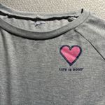 Life is Good  Womens Gray Long Sleeve Tee Crewneck Sleep Shirt Pajama Size Medium Photo 1