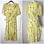 Rachel Roy Rachel By Yellow Floral V-Neck Faux Wrap Midi Dress Plus Size 2X Photo 5