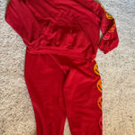 Aviator Nation  Smiley Hoodie Jogger Set Sz XL in Red Photo 0