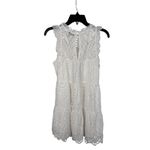 AQUA  Dress White Eyelet Ruffle Tiered Sleeveless Mini Dress -‎ Women's Medium Photo 2