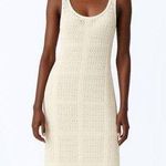 ZARA  Off White Open Knit Crochet Summer Beach Sleeveless Midi Tank Dress Sz S Photo 0