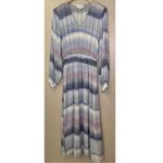 Cloth & Stone Multicolor Tie Dye Striped Maxi Long Sleeve Flowy V-neck Dress Photo 6
