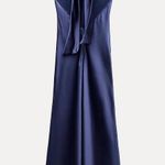 ZARA  maxi dress satin slip gown Elegant blue Halter formal party wedding prom Photo 14