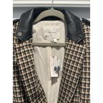 Anthropologie NEW By  Menswear Fabric Mix Vegan Leather Houndstooth Blazer S $158 Photo 4