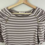 Anthropologie Beige Tan Creme Striped Boatneck Quater Sleeve Top Photo 1