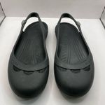 Crocs Womens  Skylar US 9 Black Flat Sandals Flower Sling Back Slip On Flats Photo 0