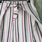 Vince Camuto Sz Medium Canyon Linen Blend Striped Pants W/Flyaway Legs Tie Belt Photo 3