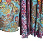 Go Gal Blue Halter Paisley Floral Print Silk Smocked Boho Maxi Dress Size XS Photo 4