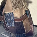 Fossil Patchwork Suede, Canvas /Leather W/Dk Brown Leather Trim Shoulder Bag Photo 5