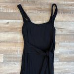 Reformation  Hosby Tie Front Ribbed Knit Black Dress Size L Photo 3