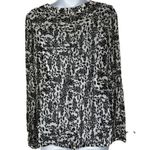 The Limited  Black & White Long  Sleeve Sheer Blouse‎ Gold Hardware EUC Size XS Photo 5