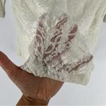 Anthropologie Lilka Ivory Lace Stretch 3/4 Sleeve Swing Top Lightweight Sheer Photo 5