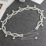 Double Layer Faux Pearl Chain Elegant Dress Girdle Trendy Pendant Chain Belt Dec White Photo 10
