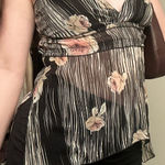 Vintage Arden B XS 90s Zebra Floral Rose Sheer Tank Top Going out Top Fairycore Black Photo 0