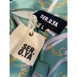 Ser.O.Ya Ellison Print Silk Top Green Nautical Size Large NWT Photo 3