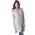Free People We the Small Tunic Striped Henley Top Gray White Knit Pearl 407 Photo 0
