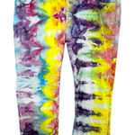 Crown & Ivy  Sz 16‎ Capri Jeans Handmade Tie Dye Denim Yellow Purple Raw Hem 1478 Photo 0