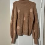 Elie Tahari  Tan Fuzzy Polka Dot Turtleneck Sweater Photo 4