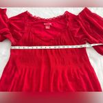 Sunny Leigh Women's Medium Pullover Blouse Lined Semi Sheer Red V-Neck M Photo 3