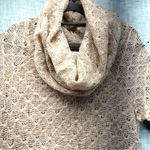 Flying Tomato NITT By  Boho Crochet Lace Cowl Neck Tunic Sweater Lined Tan Large Photo 1