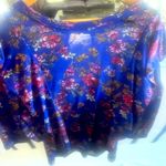 Free People floral top, electric blue w/ruffles sz 9 Photo 2