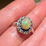 Sterling Silver Natural Ethiopian Opal Flower 925  Ring Photo 14