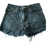 Levi's DENIM Jean Distressed Raw Hem Shorts Sz 30 Black Washed Rare Festival Photo 1
