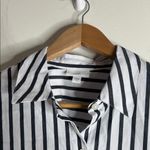 J.Jill Classic Black/White Striped Long Sleeve Relaxed Fit Button Photo 4