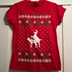Spencer’s | Red Ugly Christmas Sweater Shirt Naughty Reindeer Humping Size Large Photo 0