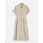 Madewell Pleated Midi Shirtdress 100% Linen A Line Minimalist Oat Beige M NWT Photo 4