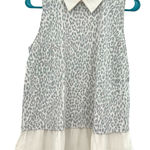 Loft  size‎ small sleeveless collared tank top blouse white gray leopard print Photo 0