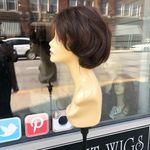Human hair chestnut brown highlights short wig bob Photo 5
