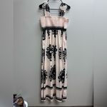 Chic Cream and Black Floral Maxi Dress Size M Photo 4