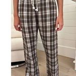 Brandy Melville Women’s  Catherine Brown Plaid Pants Pockets One Size Relaxed Photo 0