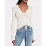 Intermix Nicholas  Ivory V Neck Bell Sleeve Cinch Tie Lightweight Knit Small Photo 19