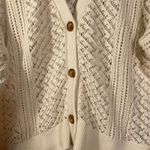 Reiss ‎ Open Knit Cardigan Women's XS Cream Linen Cotton Blend Button Front Chic Photo 9