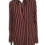 Anthropologie Pleione Black & Burgundy Striped Pullover Casual Career Blouse M Photo 0
