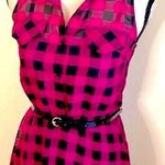 Xhilaration Black & Hot Pink Checkered Dress: Sleeveless, Fit & Flare, Belted Waist, Sz. XS Photo 1