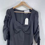 RODARTE x Universal Standard Black‎ Ruched Tie Sleeve Flounce Hem Dress Small Black Photo 7
