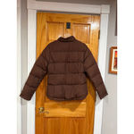 Lilly Pulitzer  Brown Puffer Jacket M Floral Lined Pink Down Coat 80/20 Duck Down Photo 3