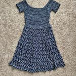 Lulus In The Rhythm Navy Blue Floral Print Off The Shoulder Dress Photo 4